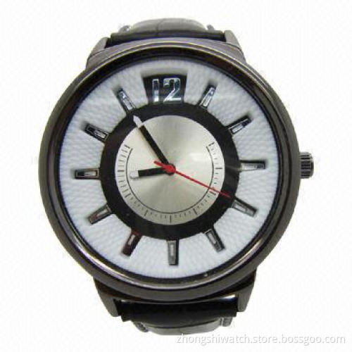 Promotional Wristwatch, Alloy Case with Leather Strap, Japan Quartz Movement